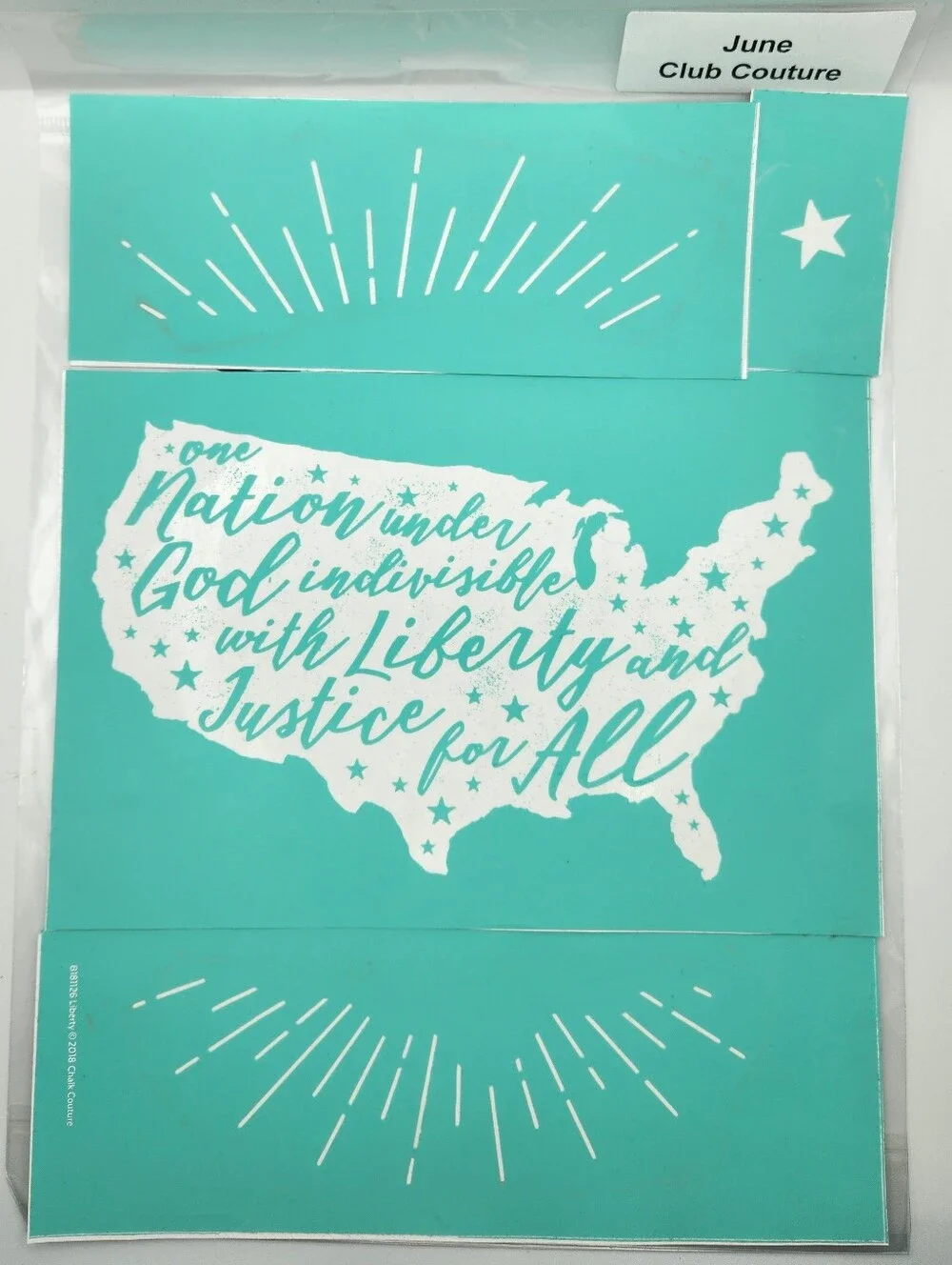 Lot Of 3 Chalk Couture USA Map Patriotic Transfers, Used